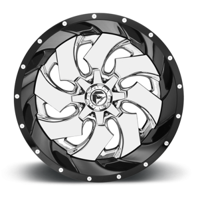 Aluminum Wheels 20X10 Cleaver D240 6 On 135/6 On 139.7 Chrome/Gloss Black Lip 106.1 Bore -19 Offset 8 Spoke Fuel Off Road Wheels