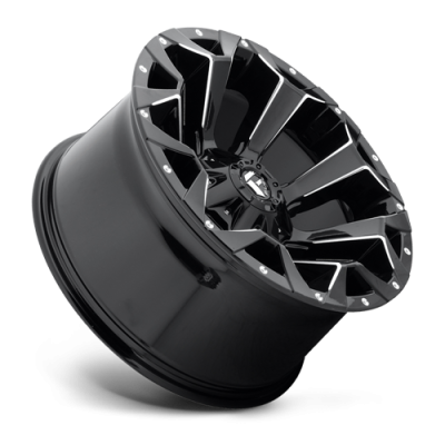 Aluminum Wheels 20X9 Assault D576 5 On 114.3/5 On 127 Gloss Black/Milled 78.1 Bore 1 Offset 8 Spoke 49 Lbs Fuel Off Road Wheels