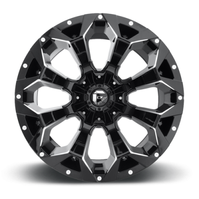 Aluminum Wheels 20X9 Assault D576 5 On 114.3/5 On 127 Gloss Black/Milled 78.1 Bore 1 Offset 8 Spoke 49 Lbs Fuel Off Road Wheels