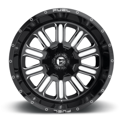 Aluminum Wheels 20X9 Hardline D620 5 On 114.3/5 On 127 Gloss Black/Milled 78.1 Bore 1 Offset Fuel Off Road Wheels