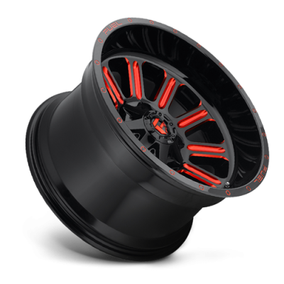 Aluminum Wheels 20X10 Hardline D621 5 On 114.3/5 On 127 Gloss Black/Candy Red 78.1 Bore -18 Offset Fuel Off Road Wheels
