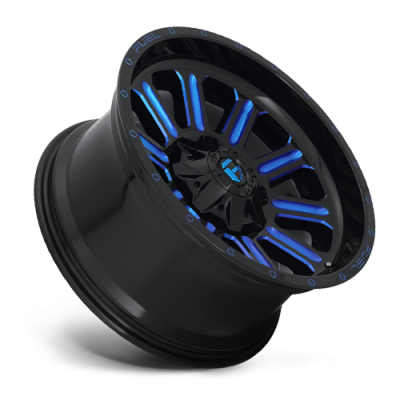 Aluminum Wheels 18X9 Hardline D646 5 On 114.3/5 On 127 Gloss Black/Candy Blue 78.1 Bore 1 Offset Fuel Off Road Wheels