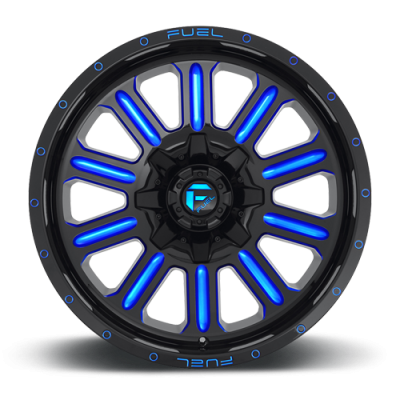 Aluminum Wheels 18X9 Hardline D646 5 On 114.3/5 On 127 Gloss Black/Candy Blue 78.1 Bore 1 Offset Fuel Off Road Wheels