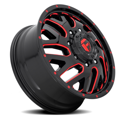 Dually Wheels 20X8.25 Triton Dually D656 8 On 165.1 Gloss Black Red Tinted Clear 121.5 Bore 105 Offset Mesh Spoke Front Dually Fuel Off Road Wheels