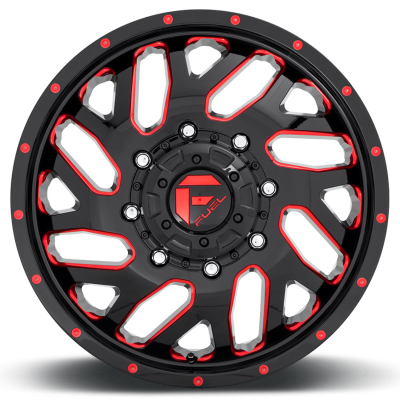 Dually Wheels 20X8.25 Triton Dually D656 8 On 165.1 Gloss Black Red Tinted Clear 121.5 Bore 105 Offset Mesh Spoke Front Dually Fuel Off Road Wheels