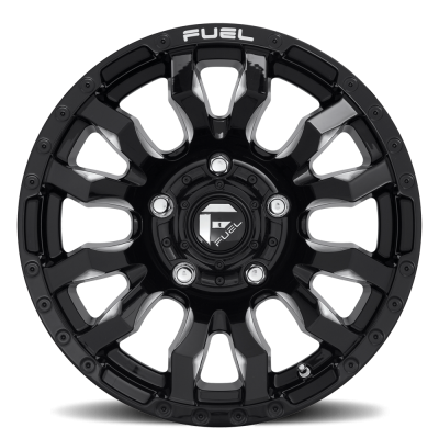 Aluminum Wheels 18X9 Blitz D673 5 On 127 Gloss Black Milled 71.5 Bore 1 Offset Multi Spoke Fuel Off Road Wheels