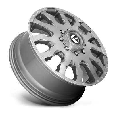 Dually Wheels 20X8.25 Blitz Dually D693 8 On 165.1 Brushed Gunmetal Gray Tinted Clear 117 Bore 105 Offset Multi Spoke Front Dually Fuel Off Road Wheels