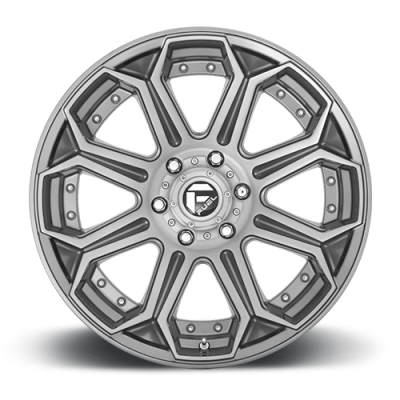 Aluminum Wheels 22X10 Siege D705 6 On 135 Brushed Gunmetal Gray Tinted Clear 87.1 Bore -18 Offset Fuel Off Road Wheels