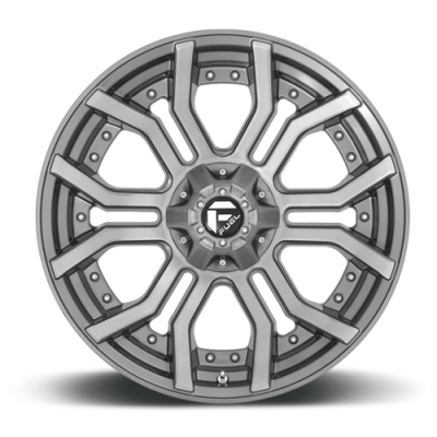 Aluminum Wheels 22X10 Rage Platinum D713 5 On 127/5 On 139.7 Brushed Gunmetal Gray Tinted Clear 87.1 Bore -18 Offset Fuel Off Road Wheels