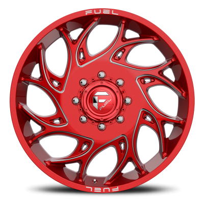Dually Wheels 20X8.25 Runner Dually D742 8 On 165.1 Candy Red Milled 121.6 Bore 105 Offset 8 Spoke Front Dually Fuel Off Road Wheels
