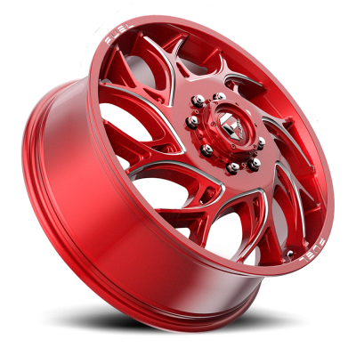 Dually Wheels 22X8.25 Runner Dually D742 8 On 165.1 Candy Red Milled 121.6 Bore 105 Offset 8 Spoke Front Dually Fuel Off Road Wheels