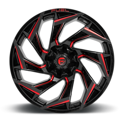 Aluminum Wheels 22X10 Reaction D755 5 On 114.3/5 On 127 Gloss Black Milled Red Tint 78 Bore -18 Offset Fuel Off Road Wheels