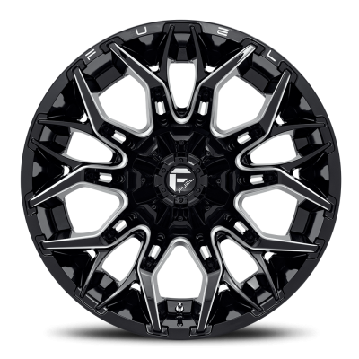 Aluminum Wheels 22X10 Twitch D769 5 On 114.3/5 On 127 Gloss Black/Milled 78 Bore -18 Offset Fuel Off Road Wheels