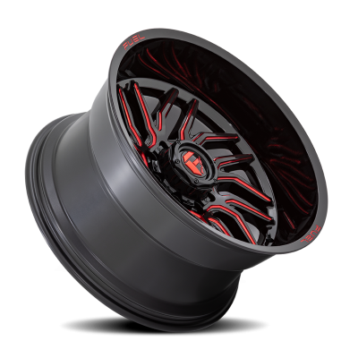 Aluminum Wheels 20X10 Hurricane D808 5 On 127 Gloss Black/Red Milled 71.5 Bore -18 Offset Fuel Off Road Wheels