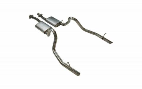 Cat Back Exhaust System 79-93 Mustang LX/ 94 -97 Split Rear Dual Exit 2.5 in Intermediate And Tail Pipe Hardware/Violator Mufflers Incl Tip Not Incl Natural Finish 409 Stainless Steel Pypes Exhaust