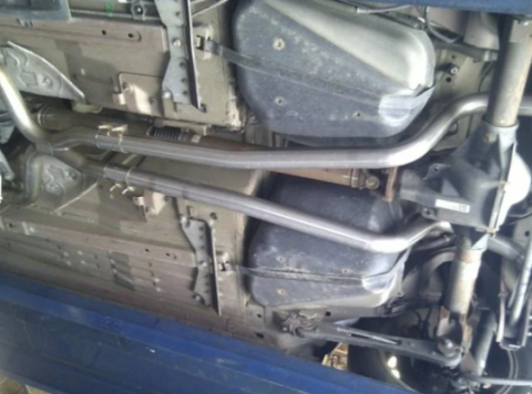 Cat Back System Split Rear Dual Exit 2.5 intermediate Pipe And Tailpipe Hardware Incl Muffler And Tip Not Incl Natural Finish 409 Stainless Steel Pypes Exhaust