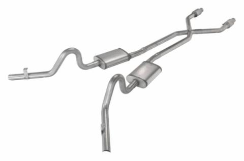 Crossmember Back w/X-Pipe Exhaust System 78-88 EL Camino Exc SS Split Rear Dual Exit 2.5 in Intermediate And Tail Pipe Turbo Pro Muffler/Hardware Incl Tip Not Incl Catalytic Converter Incl Pypes Exhaust