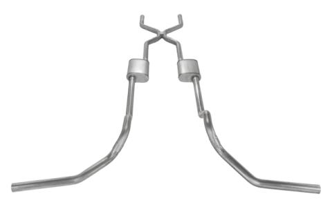 1975-1987 GM Truck 2.5 Inch Crossmember Back With H-Bomb H-Pipe Exhaust System Includes Catalytic Converters 409 Stainless Turbo Pro Mufflers Pypes Performance Exhaust