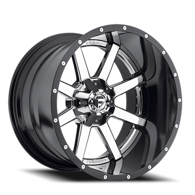 Aluminum Wheels 22X12 Maverick D260 5 On 139.7/5 On 150 Chrome/Gloss Black Lip 110.1 Bore -44 Offset Fuel Off Road Wheels