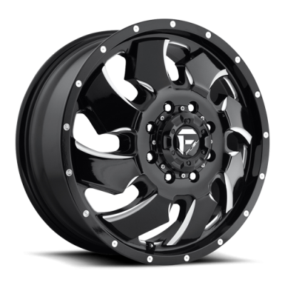 Dually Wheels 20X8.3 Cleaver Dually D574 8 On 165.1 Gloss Black Milled 117 Bore 105 Offset Multi Spoke Front Dually Fuel Off Road Wheels