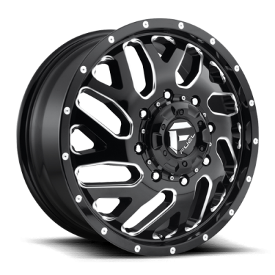 Dually Wheels 20X8.25 Triton Dually D581 8 On 165.1 Gloss Black Milled 121.5 Bore 105 Offset Mesh Spoke Front Dually Fuel Off Road Wheels