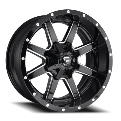 Aluminum Wheels 22X12 Maverick D610 5 On 114.3/5 On 127 Gloss Black/Milled 78.1 Bore -44 Offset Fuel Off Road Wheels