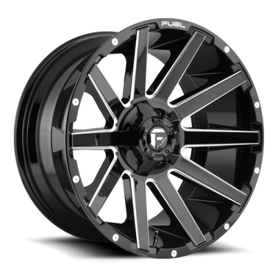Aluminum Wheels 24X14 Contra D615 5 On 127/5 On 139.7 Gloss Black/Milled 87.1 Bore -75 Offset Multi Spoke Fuel Off Road Wheels
