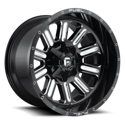 Aluminum Wheels 17X9 Hardline D620 5 On 114.3/5 On 127 Gloss Black/Milled 78.1 Bore 1 Offset Fuel Off Road Wheels