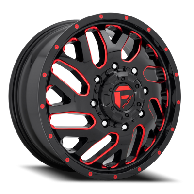 Dually Wheels 20X8.25 Triton Dually D656 8 On 165.1 Gloss Black Red Tinted Clear 121.5 Bore 105 Offset Mesh Spoke Front Dually Fuel Off Road Wheels