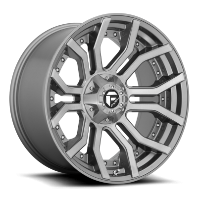 Aluminum Wheels 24X12 Rage Platinum D713 5 On 127/5 On 139.7 Brushed Gunmetal Gray Tinted Clear 87.1 Bore -44 Offset Fuel Off Road Wheels