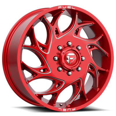 Dually Wheels 22X8.25 Runner Dually D742 8 On 165.1 Candy Red Milled 121.6 Bore 105 Offset 8 Spoke Front Dually Fuel Off Road Wheels