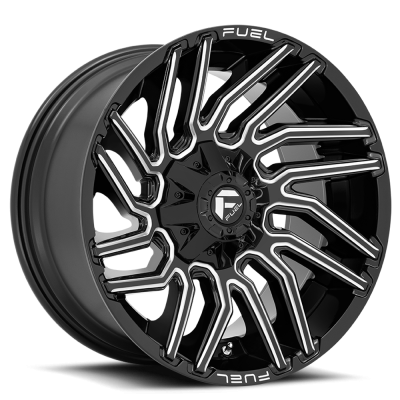 Aluminum Wheels 22X12 Typhoon D773 5 On 114.3/5 On 127 Gloss Black/Milled 78 Bore -44 Offset Fuel Off Road Wheels