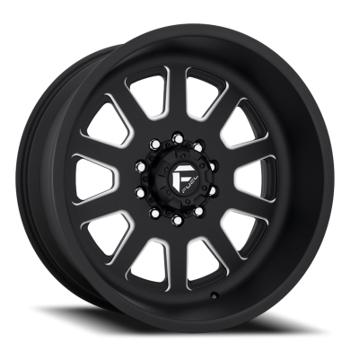Dually Wheels 22X12 FF09D Dually DE09 Super Single BK 10 On 170 Matte Black Milled 125.1 Bore -50 Offset Front Dually Fuel Off Road Wheels
