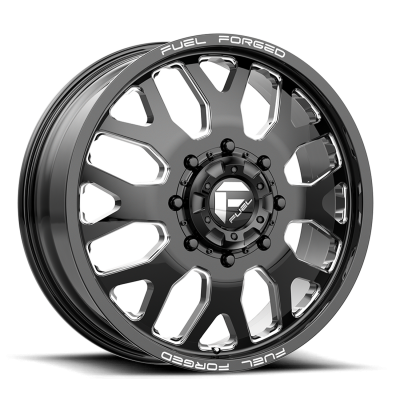 Dually Wheels 22X8.5 FF19D Dually DE19 BK 10 On 225 Gloss Black Milled 170.1 Bore 105 Offset Front Dually Fuel Off Road Wheels