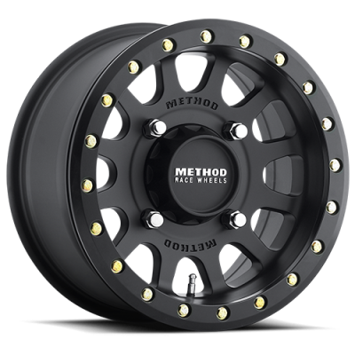 Aluminum Wheels 15x10 MR401 Beadlock UTV Bolt Pattern 5 On 114.3 Offset 25 Lip Size 2.05 Matte Black MB Method