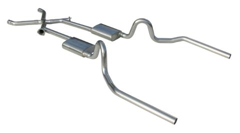 Crossmember Back w/Xchange Exhaust System Split Rear Dual Exit 2.5 in Intermediate And Tail Pipe 18 in Turbo Pro Mufflers/Hardware Incl Tip Not Incl Pypes Exhaust