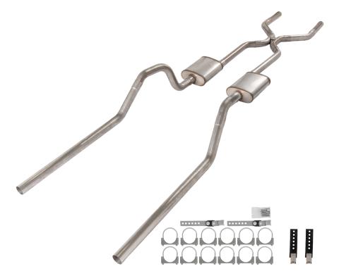 1965-70 Chevy Impala  H-Pipe Crossmember Back Exhaust 409 SS Rear Exit Violator Mufflers Pypes Performance Exhaust
