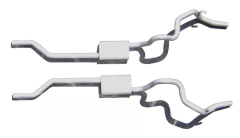 Crossmember Back Without X-Pipe Exhaust System Split Rear Dual Exit 2.5 in Intermediate And Tail Pipe RaceProMufflers/Hardware Incl Tip Not Incl Natural 409 StainlessSteel Pypes Exhaust