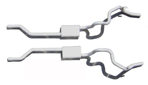 Crossmember Back Without X-Pipe Exhaust System Split Rear Dual Exit 2.5 in Intermediate And Tail Pipe Turbo Pro Mufflers/Hardware Incl Tip Not Incl Natural 409 Stainless Pypes Exhaust