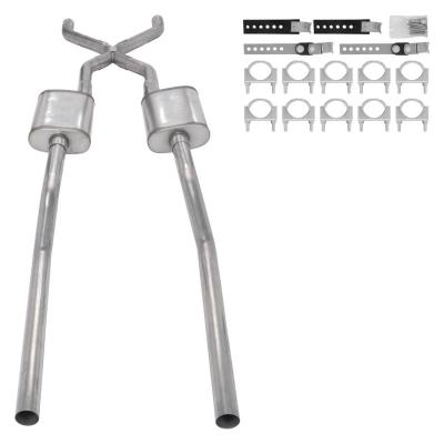 55-59 GM 2WD Truck 2.5 Inch Crossmember Back Exhaust Kit With Street Pro Mufflers Pypes Performance Exhaust