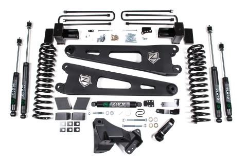 17-19 Ford F-250/350 Super Duty 4 Inch Radius Arm Lift Kit 2 Inch Rear Block Gas 3 Leaf Main Fox Adventure Shocks Adventure Series Shocks Zone Offroad