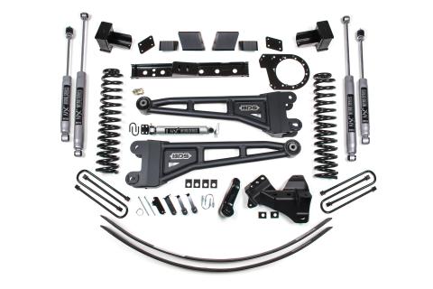 6 Inch Lift Kit w/ Radius Arm Ford F250/F350 Super Duty 17-19 4WD Diesel 5 Inch Block 3 Leaf Main Fox 2.0 Performance Shocks