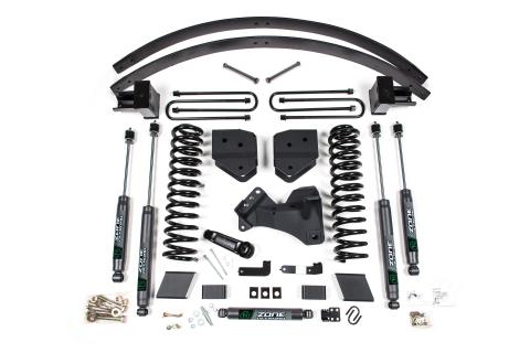 17-19 Ford F350/350 6 Inch Suspension Lift Kit, 4 Inch Rear, Block Kit Without Factory Overload, Gas, 2 Leaf Main - Nitro Shocks Zone Offroad