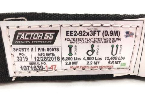 Shorty Strap II 3.0 Foot x 2.0 Inch Factor 55