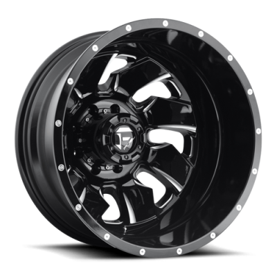 Dually Wheels 20X8.3 Cleaver Dually D574 8 On 165.1 Gloss Black Milled 117 Bore -221 Offset Multi Spoke Outer Dually Fuel Off Road Wheels