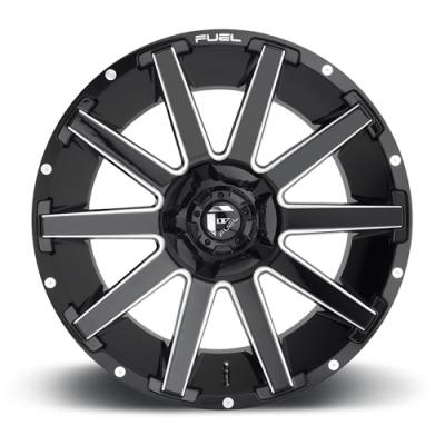 Aluminum Wheels 22X12 Contra D615 5 On 114.3/5 On 127 Gloss Black/Milled 78.1 Bore -44 Offset Multi Spoke Fuel Off Road Wheels