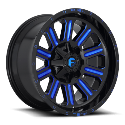 Aluminum Wheels 18X9 Hardline D646 6 On 135/6 On 139.7 Gloss Black/Candy Blue 106.1 Bore 2 Offset Fuel Off Road Wheels