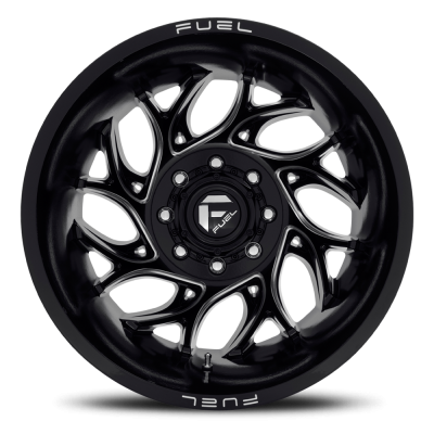 Dually Wheels 20X8.25 Runner Dually D741 8 On 165.1 Gloss Black Milled 121.6 Bore -265 Offset 8 Spoke Outer Dually Fuel Off Road Wheels