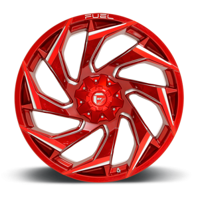 Aluminum Wheels 24X12 Reaction D754 6 On 135/6 On 139.7 Candy Red Milled 106.1 Bore -44 Offset Fuel Off Road Wheels