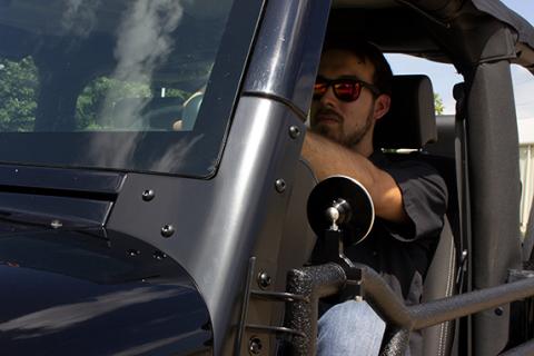 Tube Door Mirror Billet Aluminum Black Powdercoat Fishbone Offroad